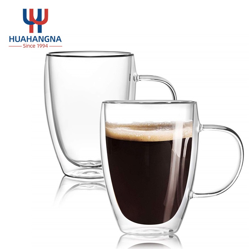 250ml 350ml 450ml 600ml Insulated Layer Coffee Tumbler Glassware Cups 12 Oz Double Walled Borosilicate Glass Coffee Mugs with Handle – Coffee Mugs and Glass Mugs price