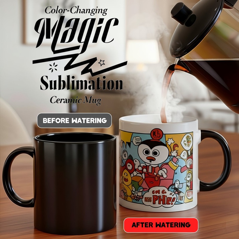 Color-Changing Magic Sublimation Ceramic Mug, Custom Logo Creative Porcelain Cup Tea Breakfast Beer Coffee Milk Mug Tableware Office Promotio Christmas – Mug and Cup price