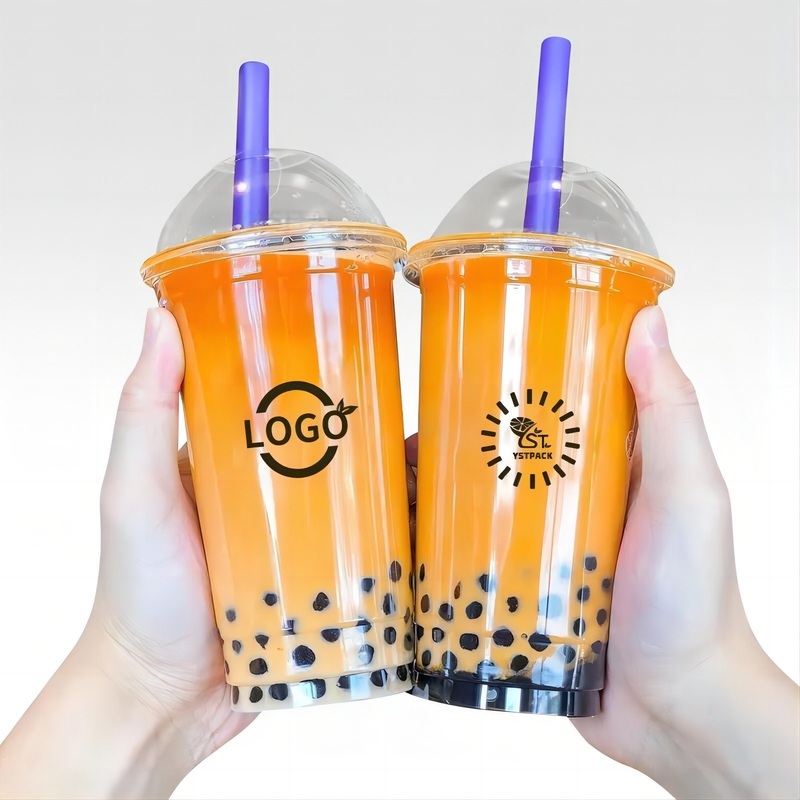 Custom Printed Clear 12, 16, 20, 24oz PP Pet Transparent Disposable Plastic Cup with Lid Boba Bubble Milk Tea Cup – Milk Tea Cup and Bubble Milk Tea Cup price