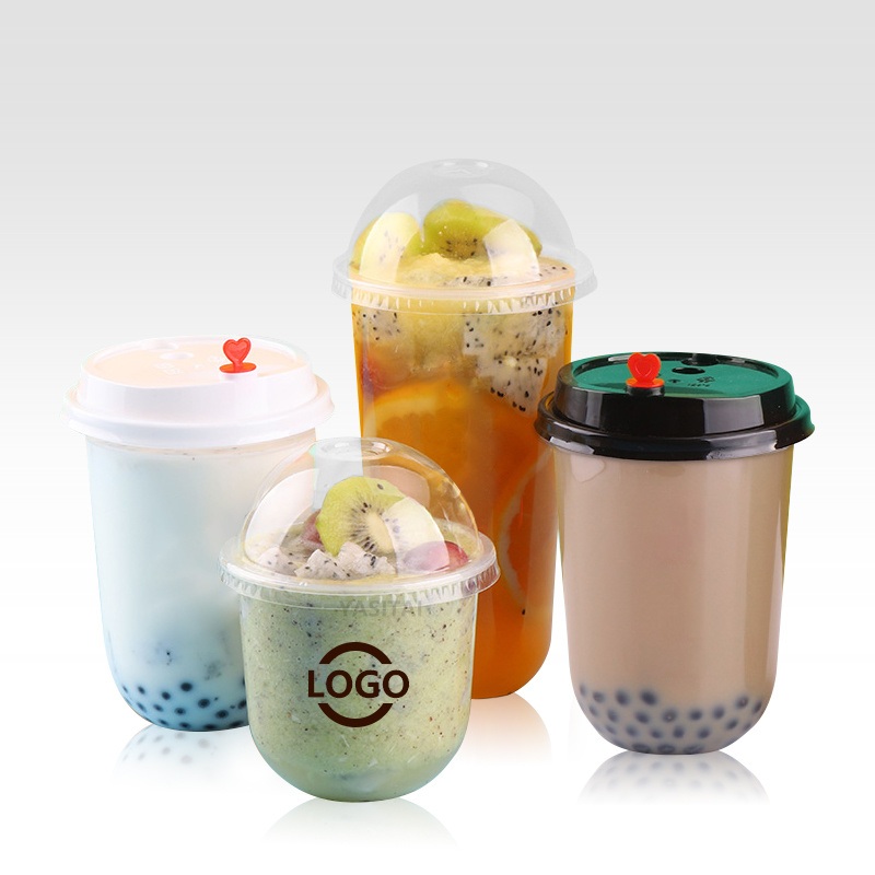 Factory Custom Printing Logo Bubble Tea Cup 10 Oz 16 24 Oz Coffee Juice Smoothies U Shape Boba Cup Pet PP Plastic Cups with Lid – Milk Tea Cups and Boba Cups price