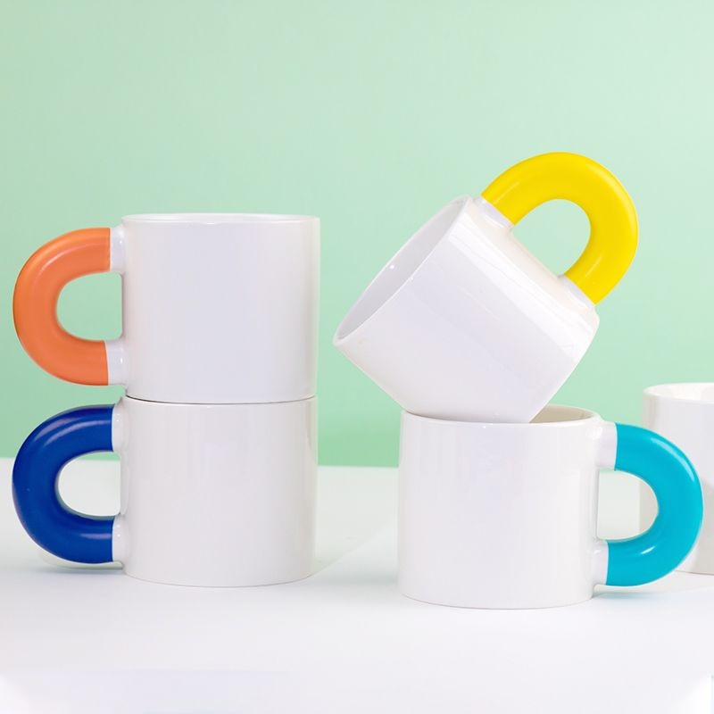 Nodic Ceramic Cute Mug with Different Color Handle – Cup and Colorful Mug price