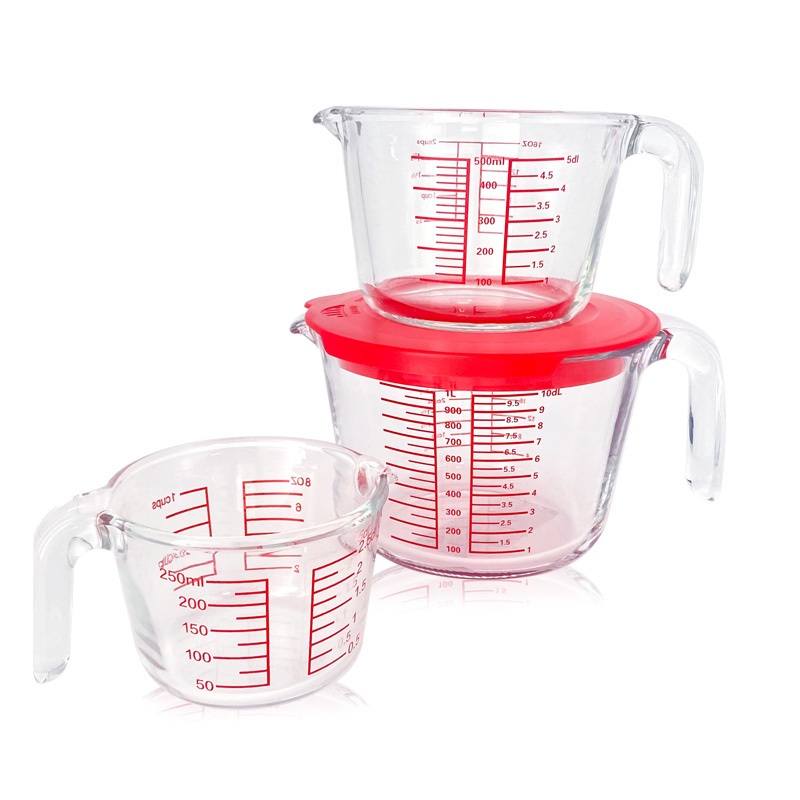 Premium Heat Resistant Glass Measuring Cup 250ml/500ml/1L, Measuring Cup Set, Measuring Jug for Baking & Cooking with Multifunctional Lids – Kitchen Essentials – Glass Measuring Cup and Measuring Cup price
