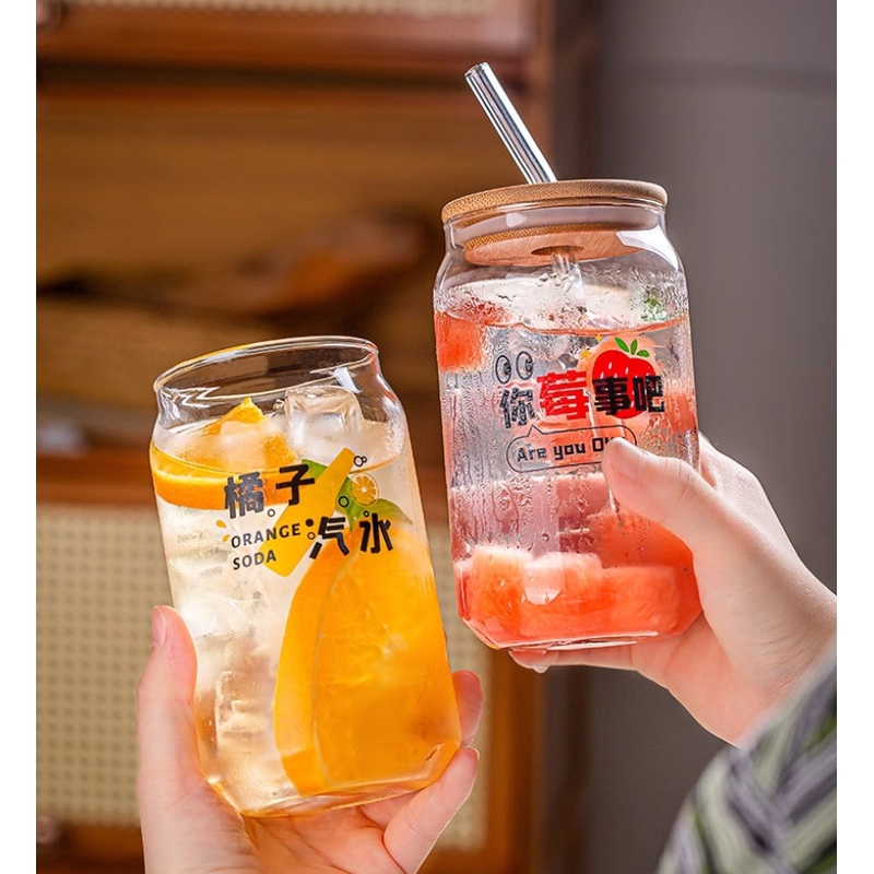 Tableware Drinking Cartoon Glass Cup with Straw – Cartoon Glass Cup with Straw and Glass Cup price