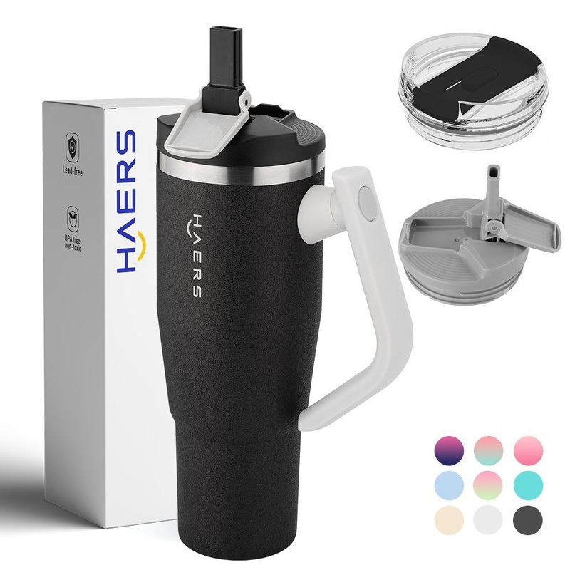 Haers Customized 32/40oz Double Walled Travel Mug Cup Coffee Insulated Stainless Steel Tumbler with Handle – Tumbler with Straw and Custom Logo Tumbler price