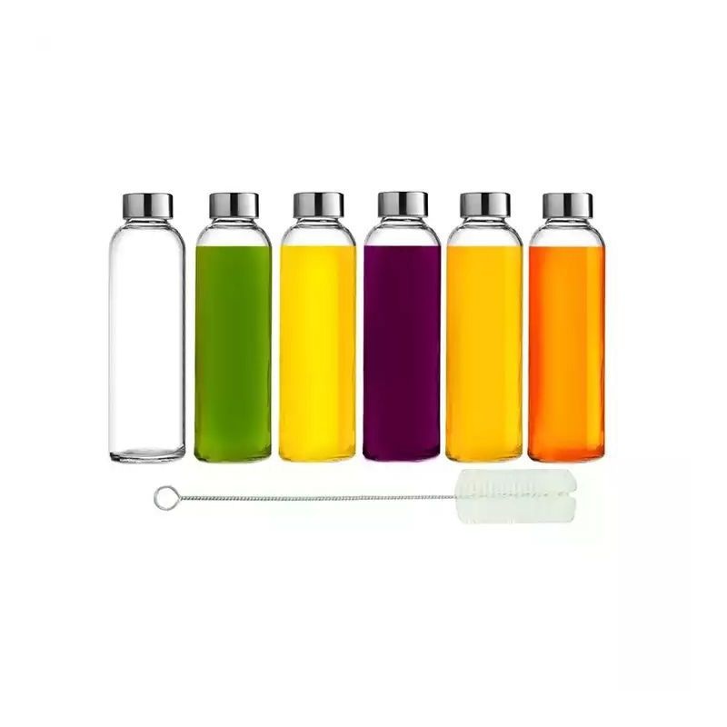 Reusable 500ml Glass Drinking Water Bottle with Stainless Steel Leak Proof Lid Drinking Glassware – Water Bottle and Drinking Water Bottle