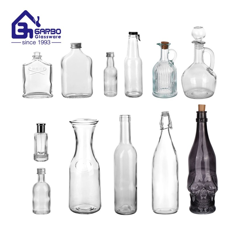 Wholesale Milk Glass Bottle 500ml 300ml 550ml Clear Round Empty Rum Spirit Gin Vodka Glassware Liquor Wine Water Bottle with Glass Tumbler Lid – Glass Bottle and Water Bottle