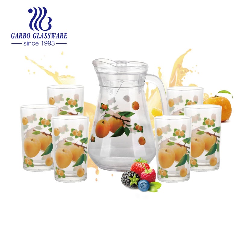 Hot Sale 7PCS Set Printing Design Glass Water Jug with Tumblers Drinkware – Pitcher Tumbler Drinkware and Glass Pitcher 7PCS Drinkware price