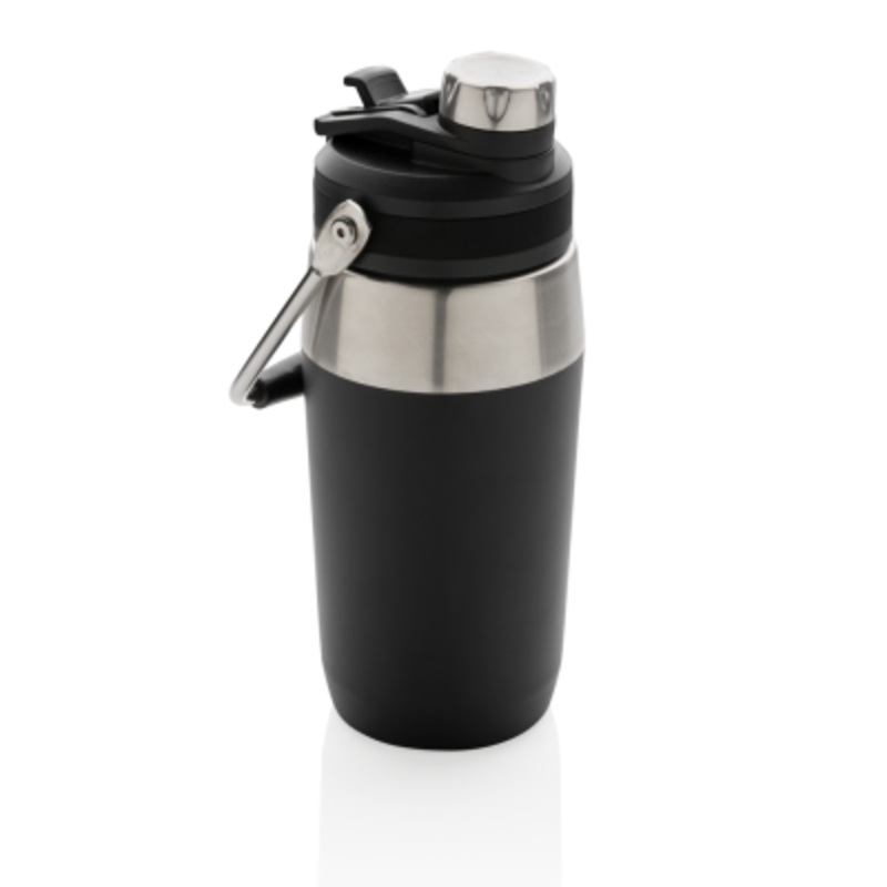 VACUUM STAINLESS STEEL METAL DUAL FUNCTION LID BOTTLE 500ML in Black – Promise Promo
