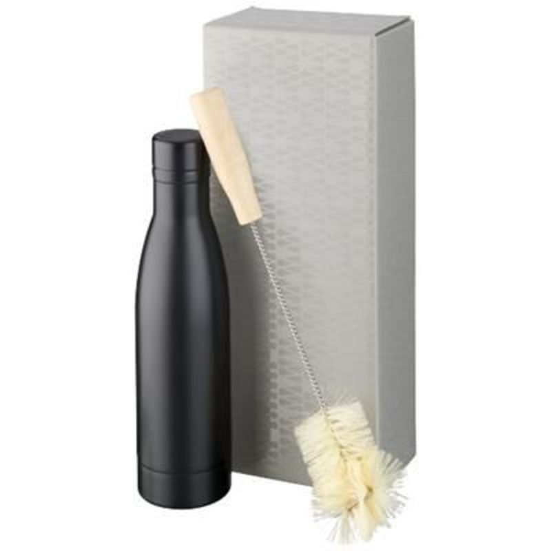 VASA COPPER VACUUM THERMAL INSULATED BOTTLE with Brush Set in Black Solid – Promise Promo
