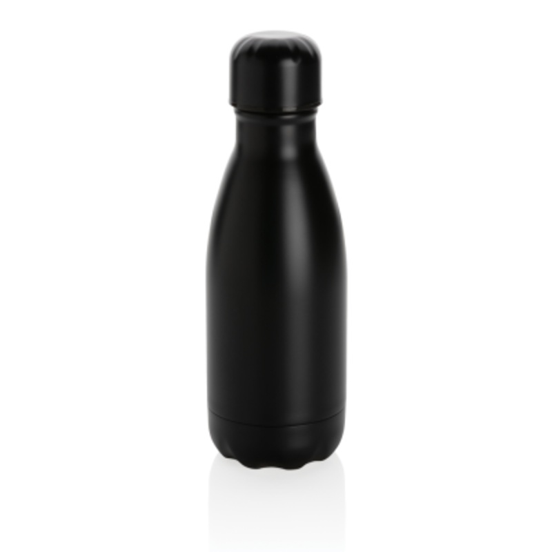 SOLID COLOUR VACUUM STAINLESS STEEL METAL BOTTLE 260ML in Black – Promise Promo