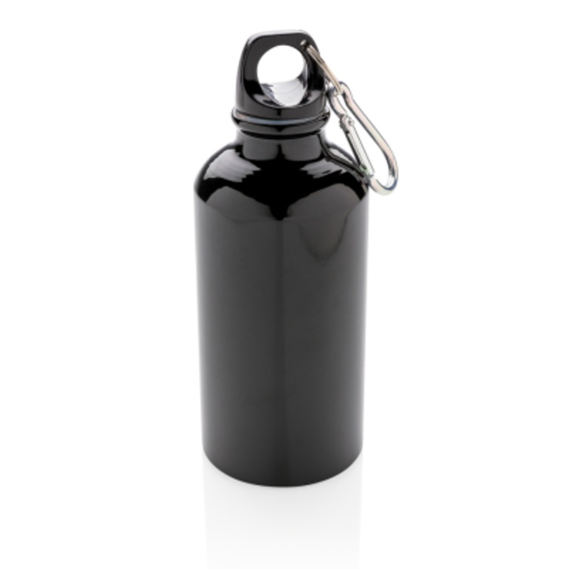 ALUMINIUM METAL REUSABLE SPORTS BOTTLE with Carabiner in Black – Promise Promo