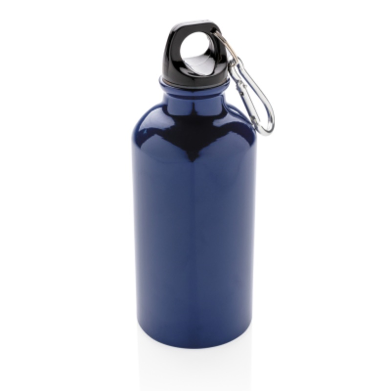 ALUMINIUM METAL REUSABLE SPORTS BOTTLE with Carabiner in Blue – Promise Promo