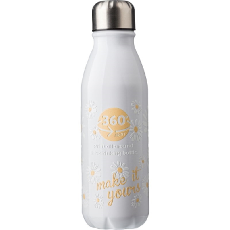 ALUMINIUM METAL SINGLE WALL DRINK BOTTLE in White – Promise Promo