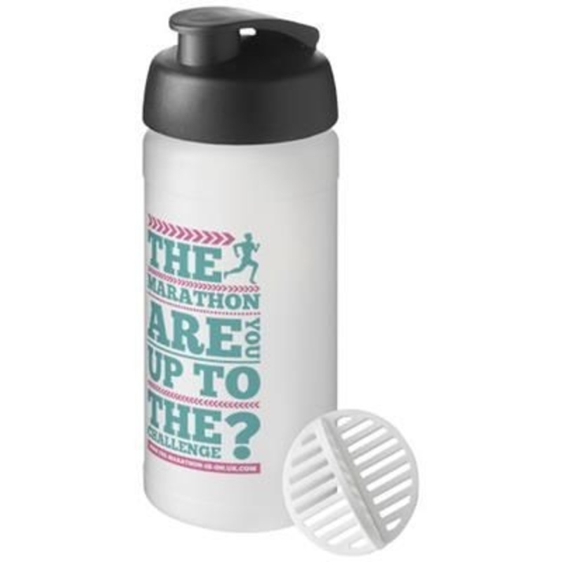 BASELINE PLUS 500 ML SHAKER BOTTLE in Solid Black & Frosted Clear Transparent – Promise Promo